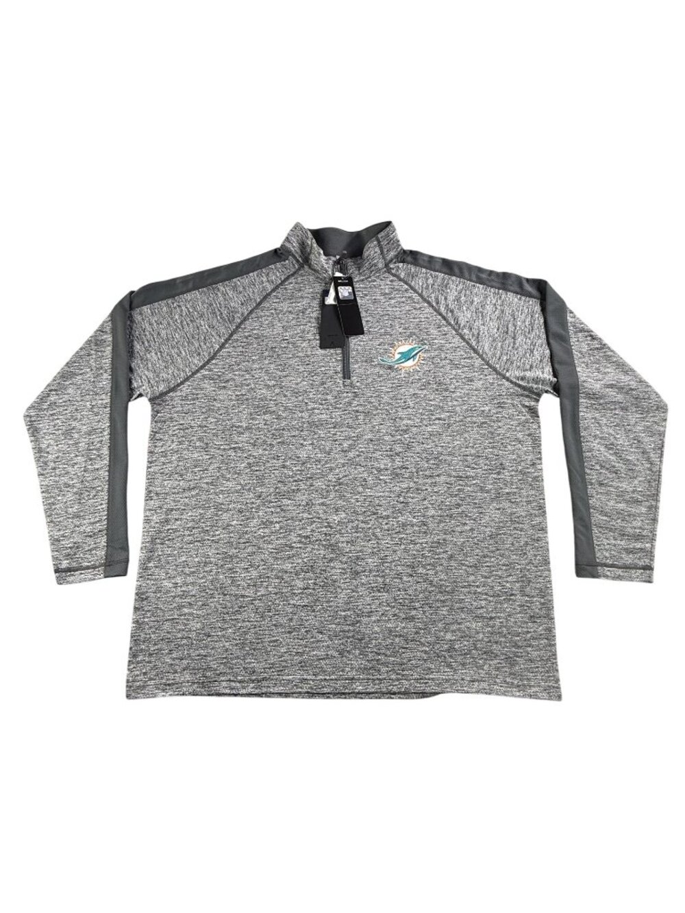 Miami Dolphins Jacket Mens XL Gray NFL Football Antigua 1/4 Zip Pullover New